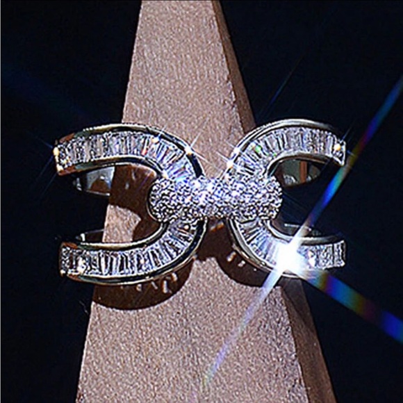 925 SILVER FILLED BOHEMIAN MICRO INLAID CUBIC ZIRCON ADJUSTABLE RING - Picture 2 of 16